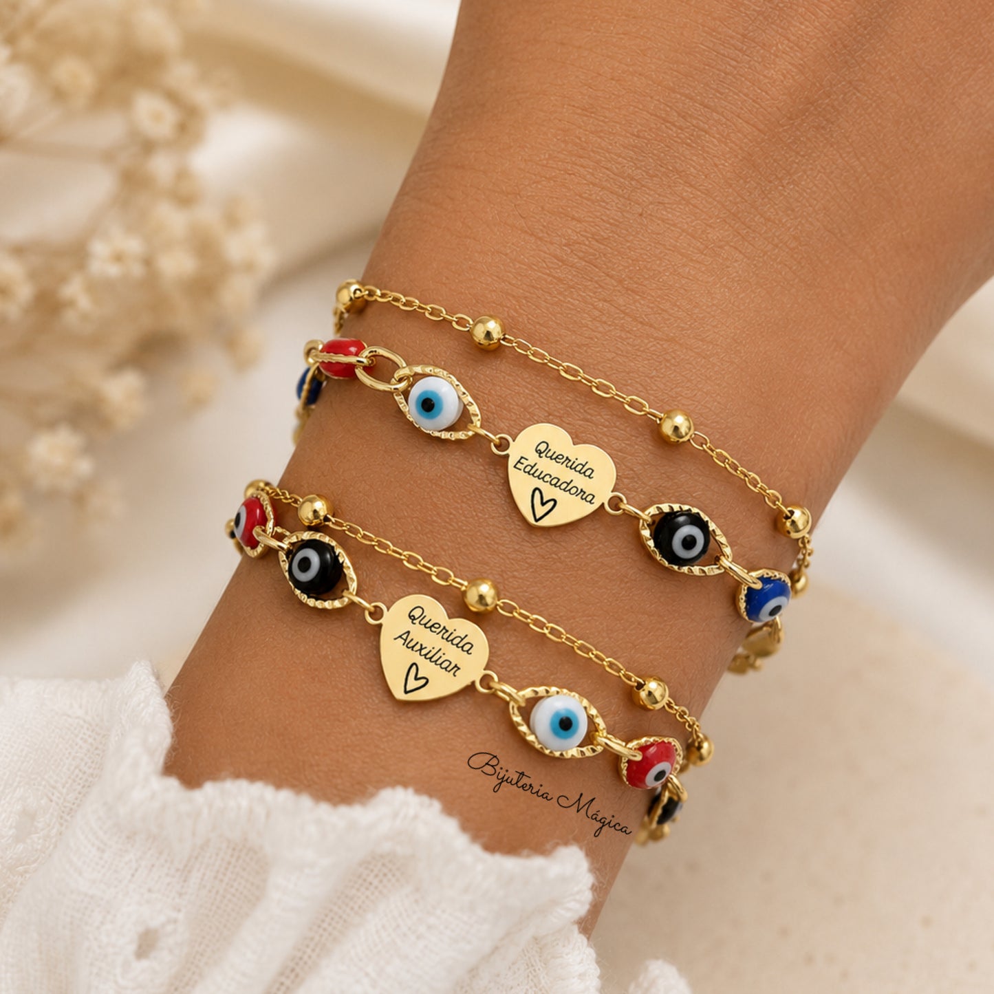 Pulseira Dupla Olho Protetor Personalizada