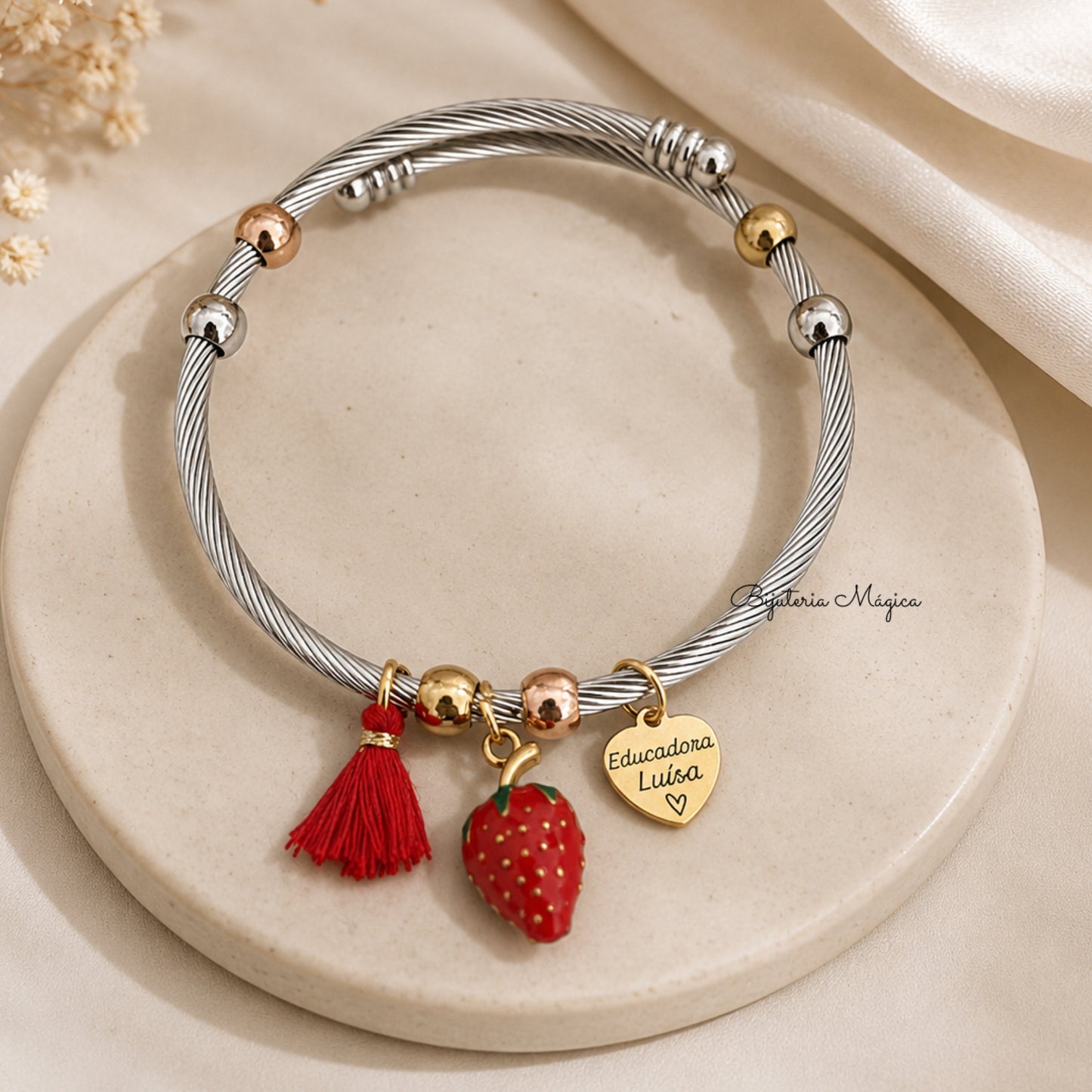 Pulseira Semi Ajustável Personalizada Morango