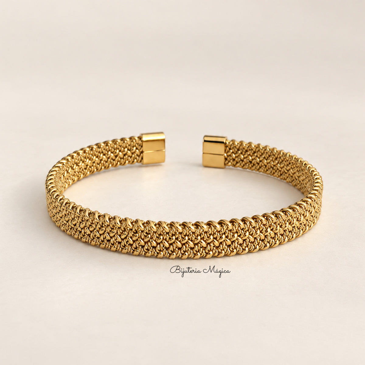 Pulseira Rígida Trama Dourada