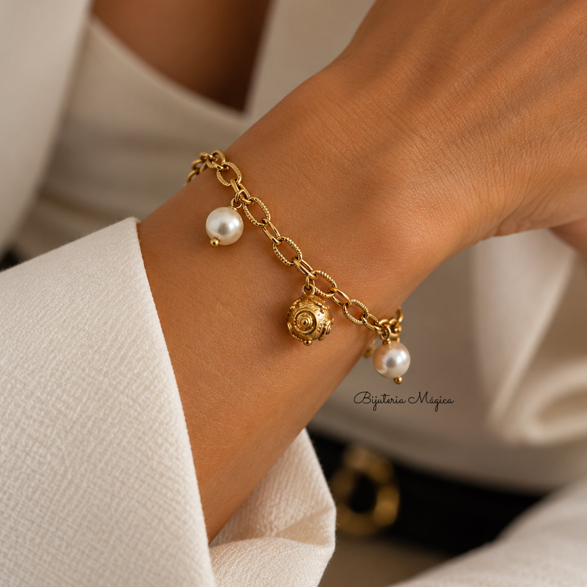 Pulseira Bola de Viana Pérola