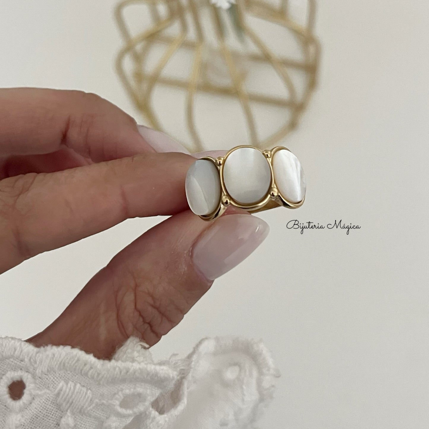 Adjustable Trio Pearl Ring