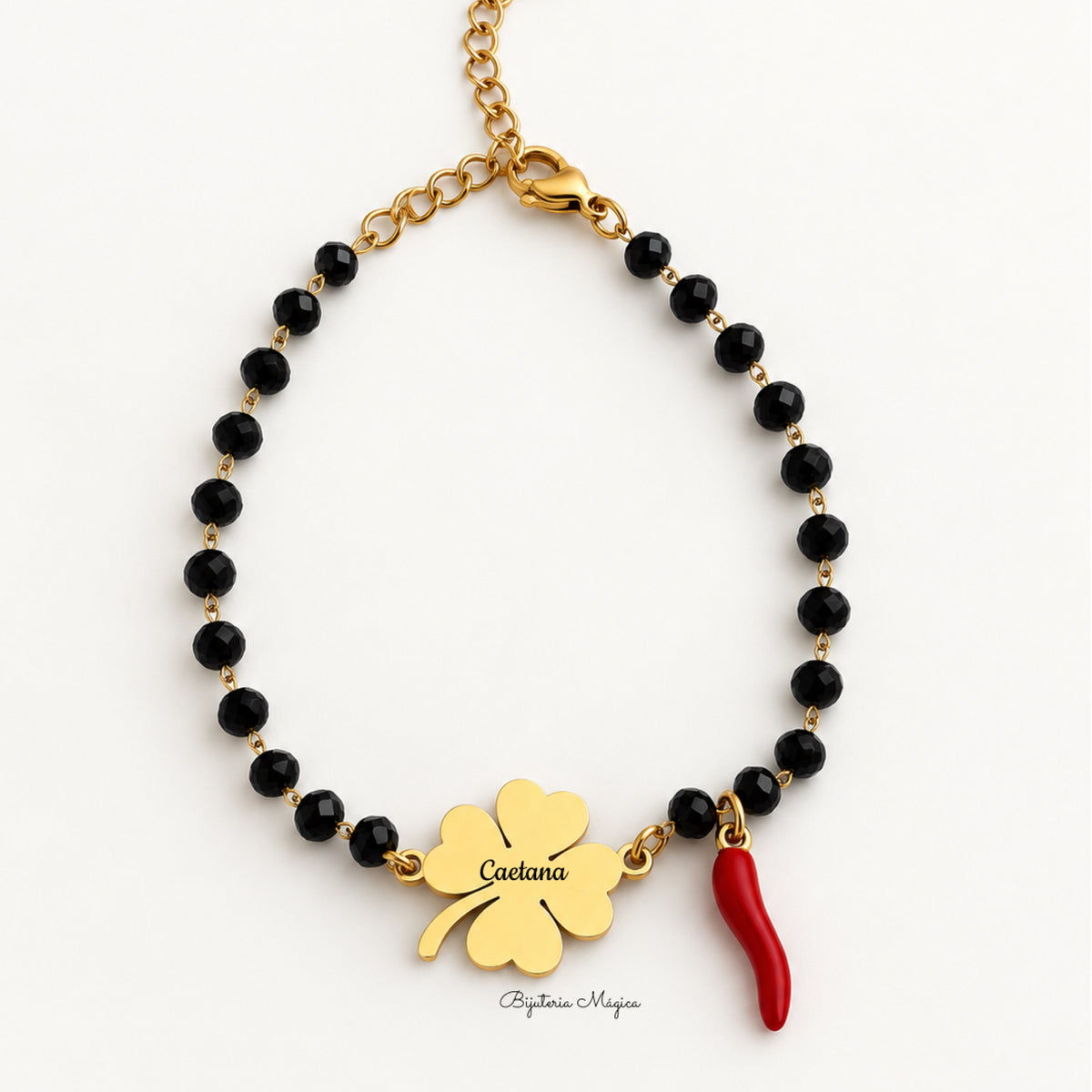 Pulseira Trevo Personalizada com Amuleto
