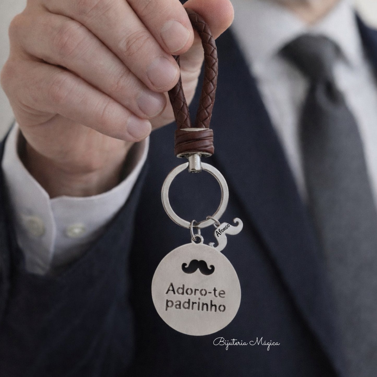 Personalised Godfather Keyring with Moustache