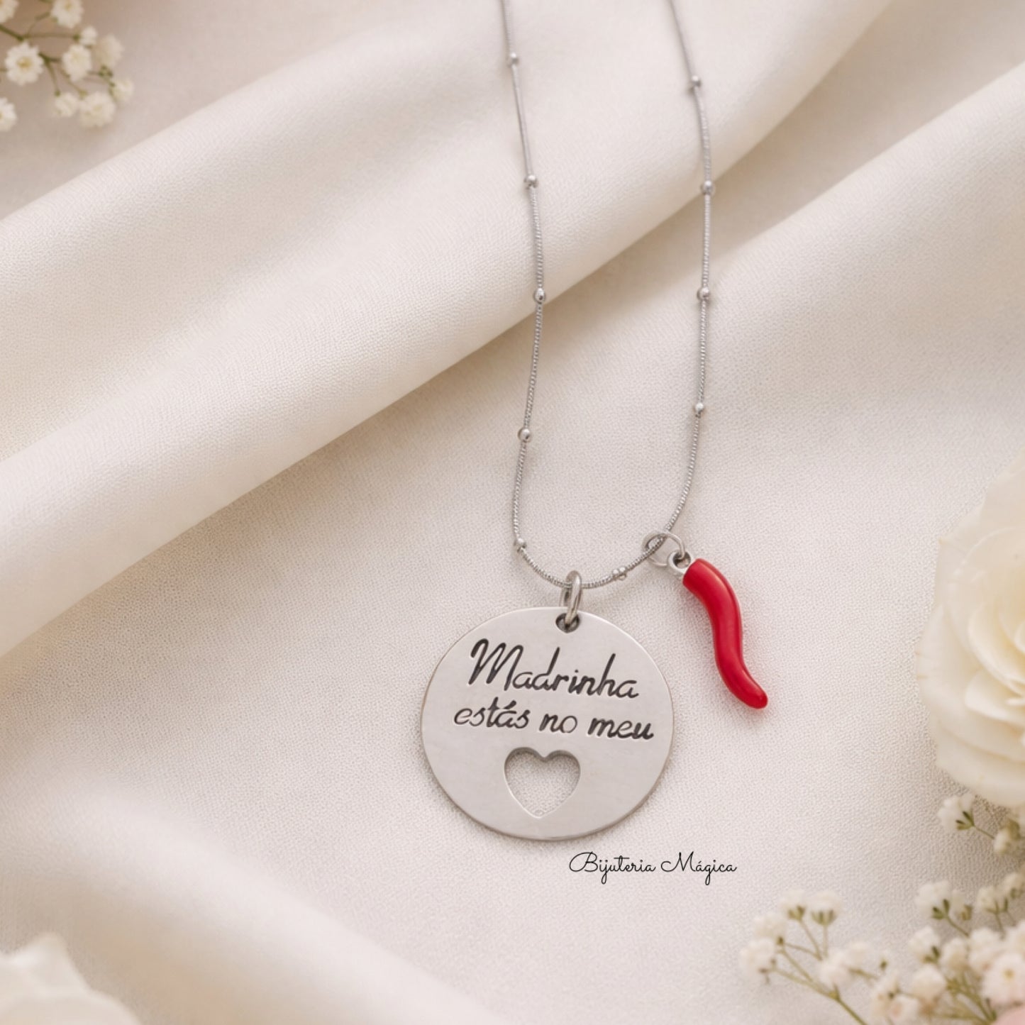 Godmother Necklace Steel Medal with Pepper