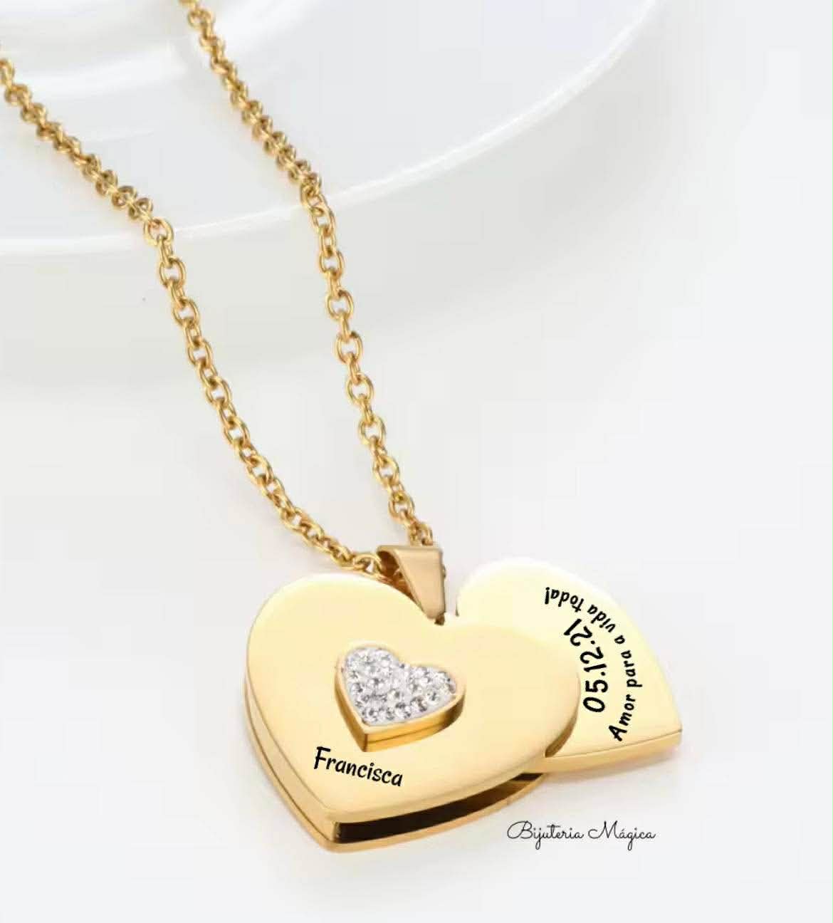 Colar Coração Duplo Personalizado