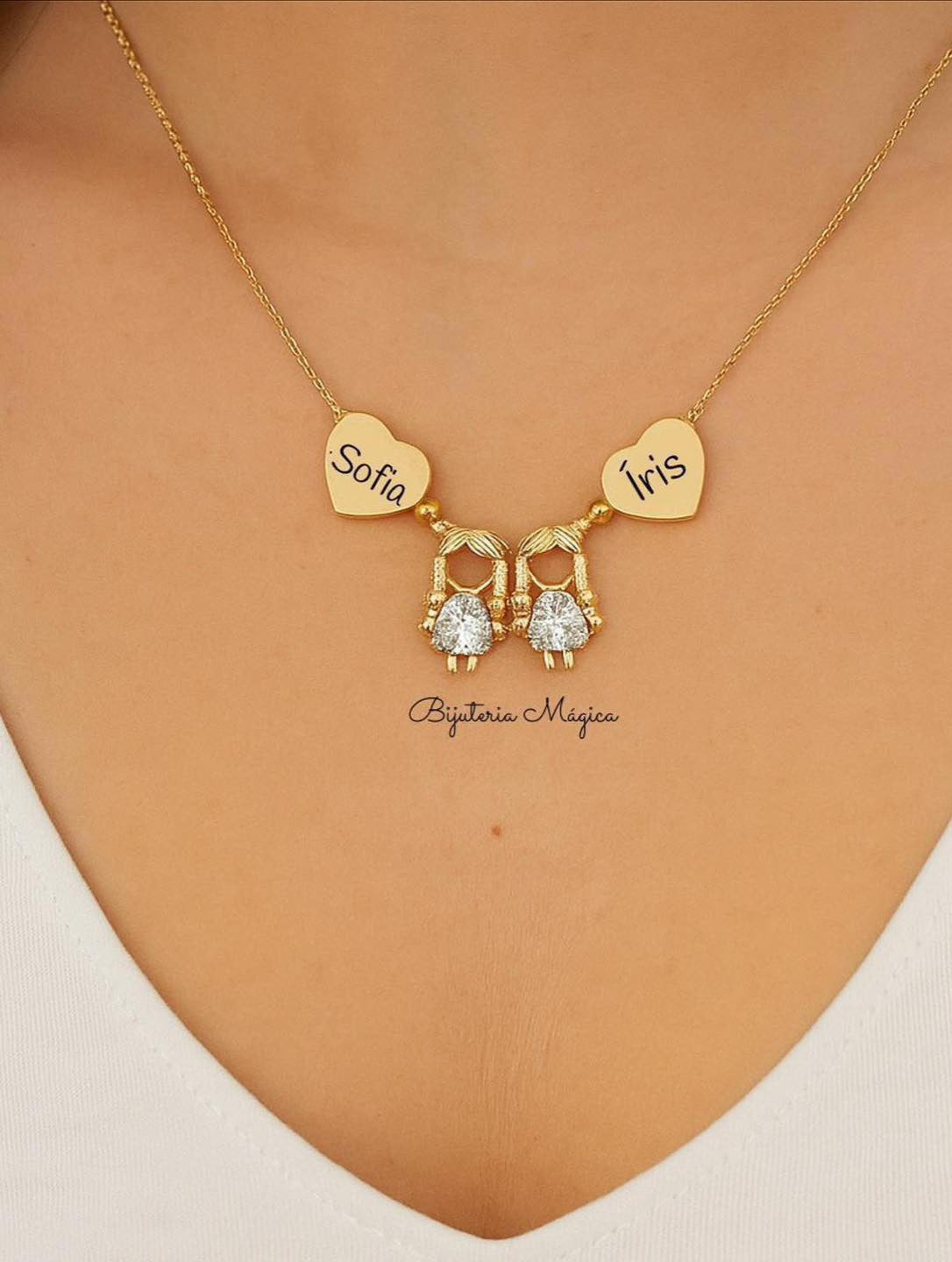 Colar Corações Personalizados com Meninos
