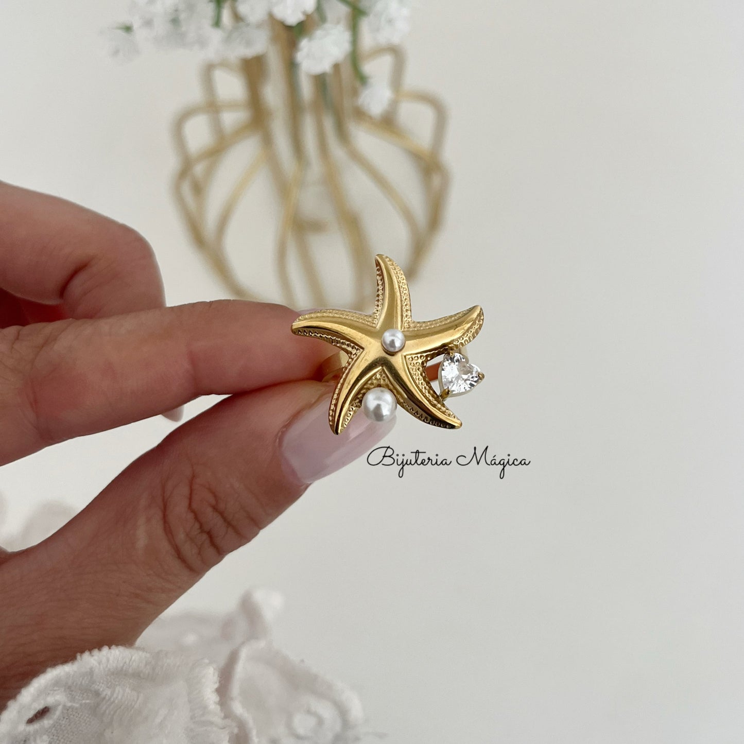 Adjustable Stainless Steel Starfish Ring