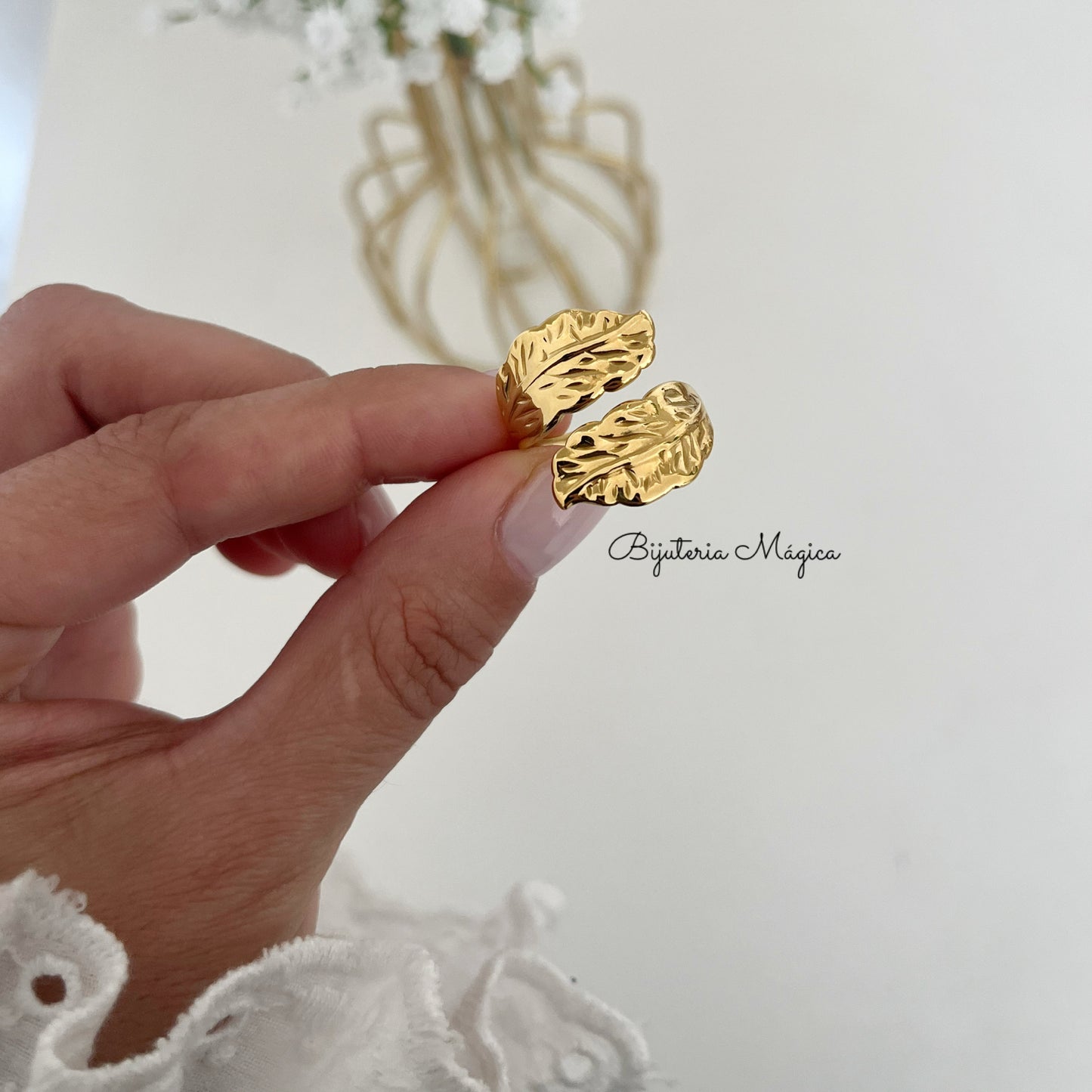 Adjustable Gold Leaf Ring