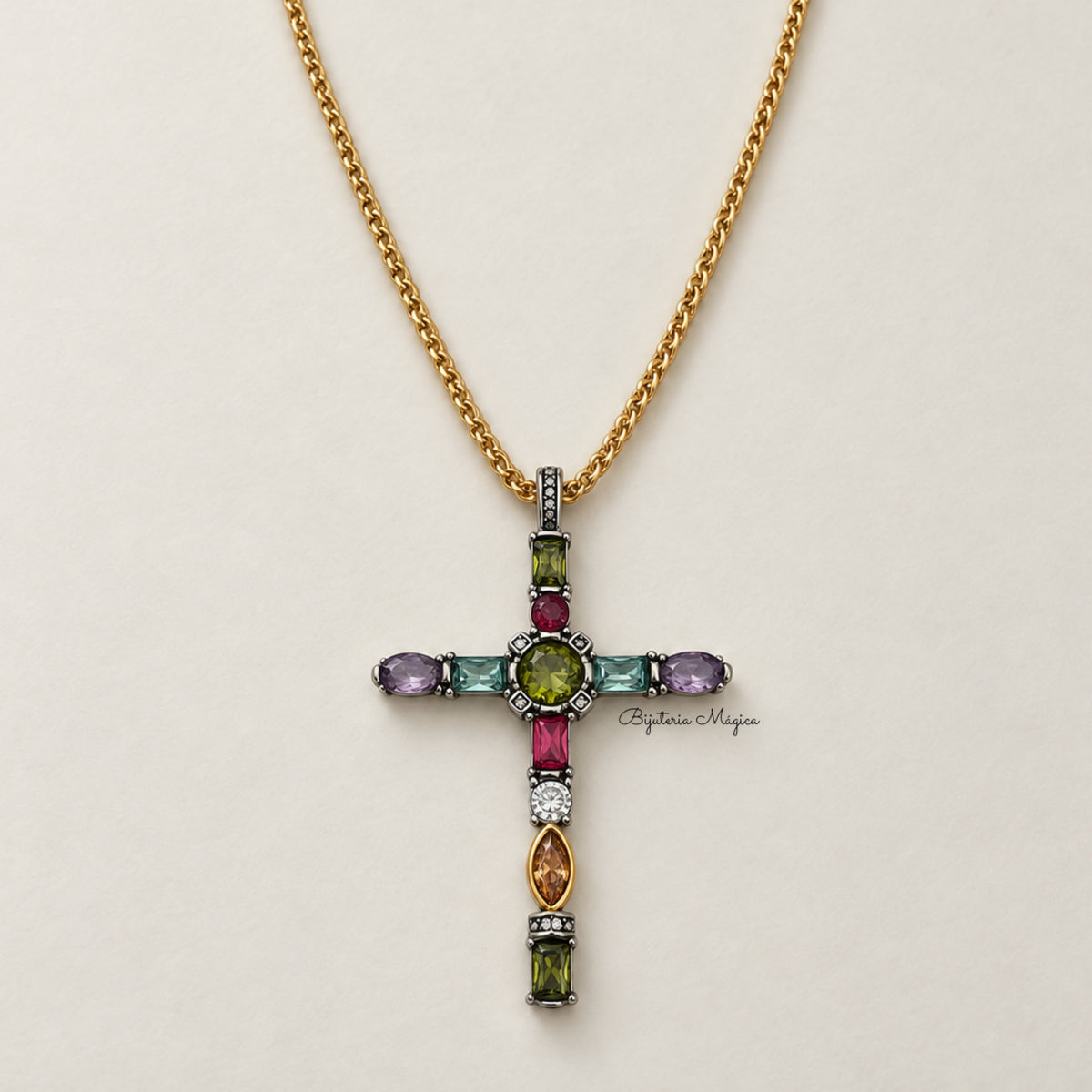 Colar Cruz Vitral