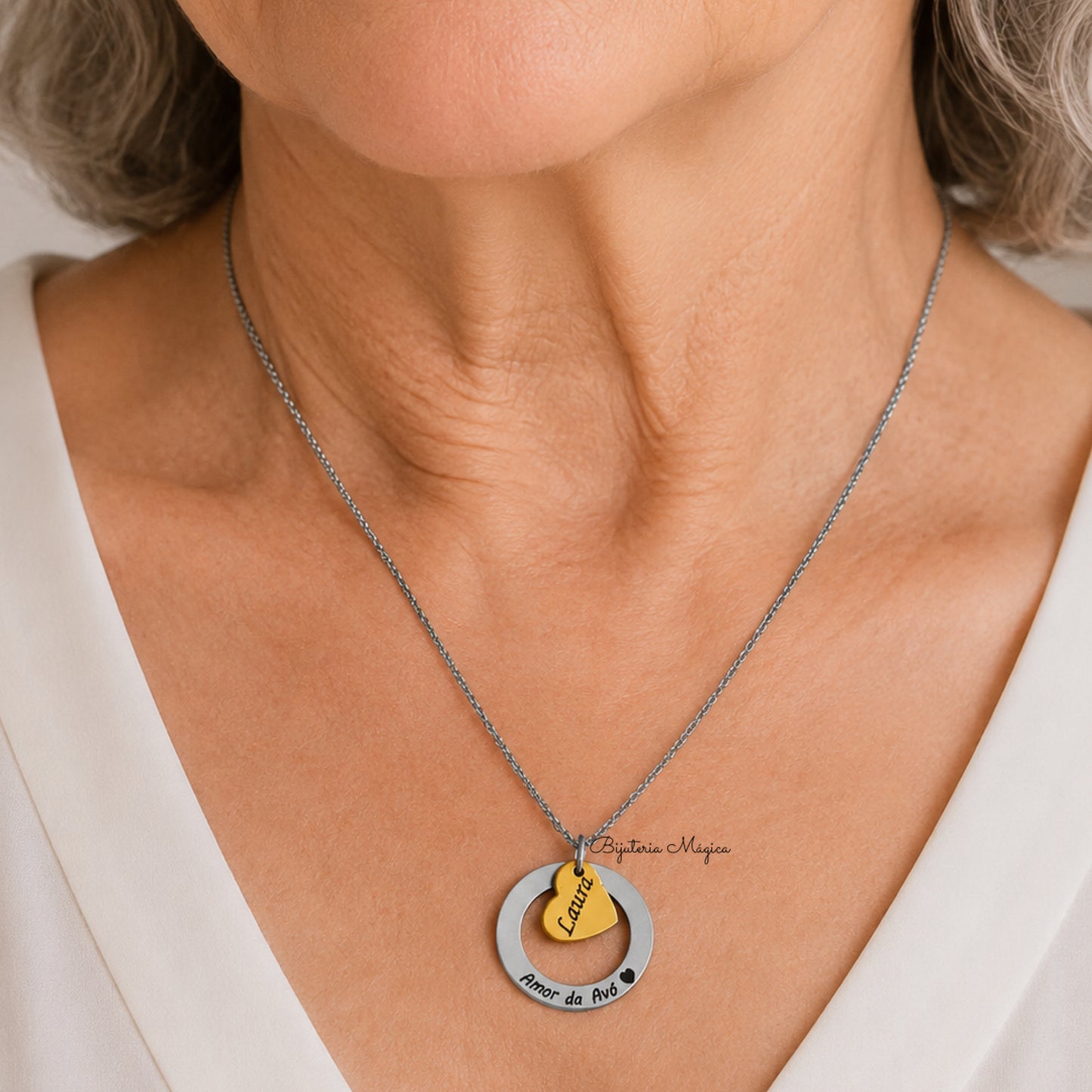 Colar Personalizado Amor da Avó em Aço Inoxidável