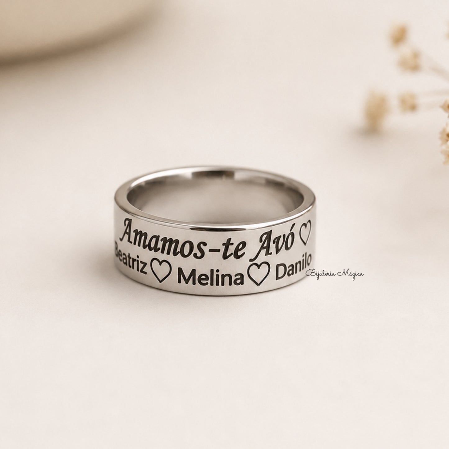 Anel Personalizado em Aço Inoxidável 8 mm