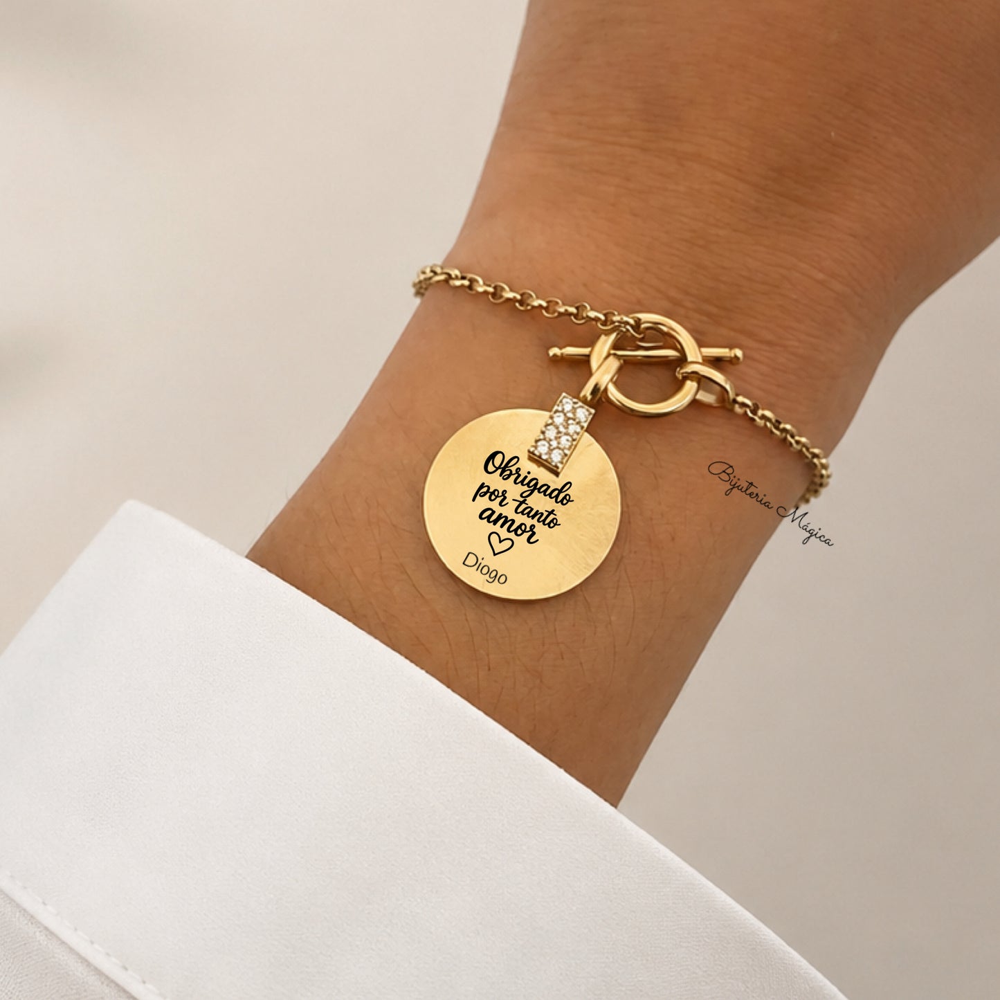 Pulseira Medalha Personalizada – Aço Inoxidável