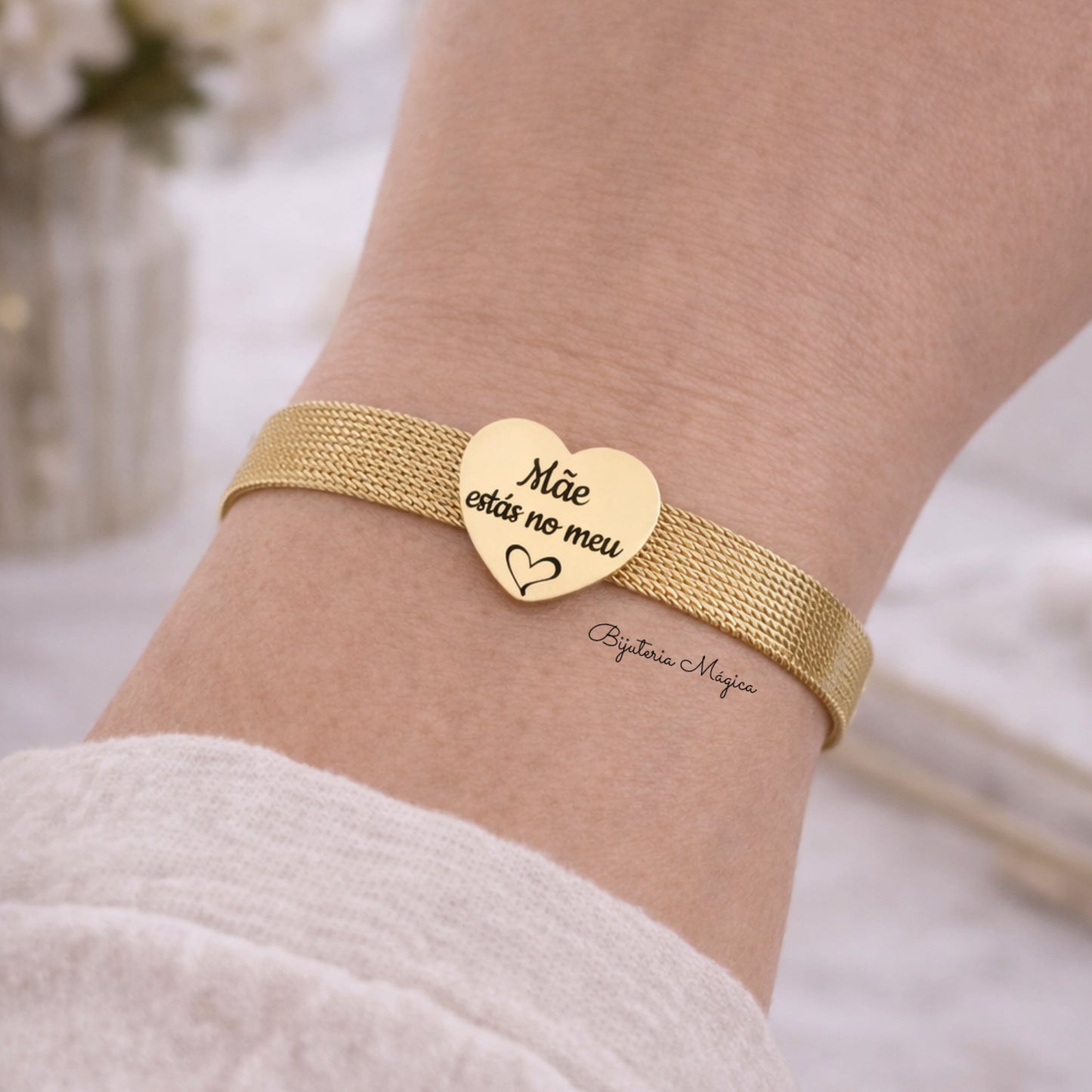 Pulseira Coração Mãe Ajustável