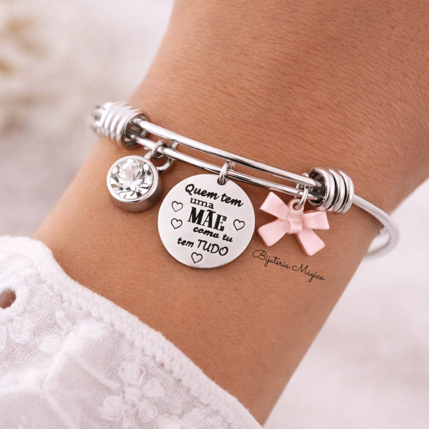 Pulseira Rígida Mãe Essencial em Aço