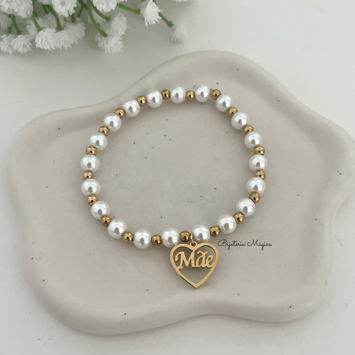 Pulseira Pérolas Mãe Amor Delicado