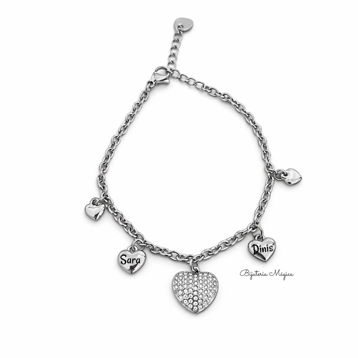 Personalized Hearts Stainless Steel Bracelet