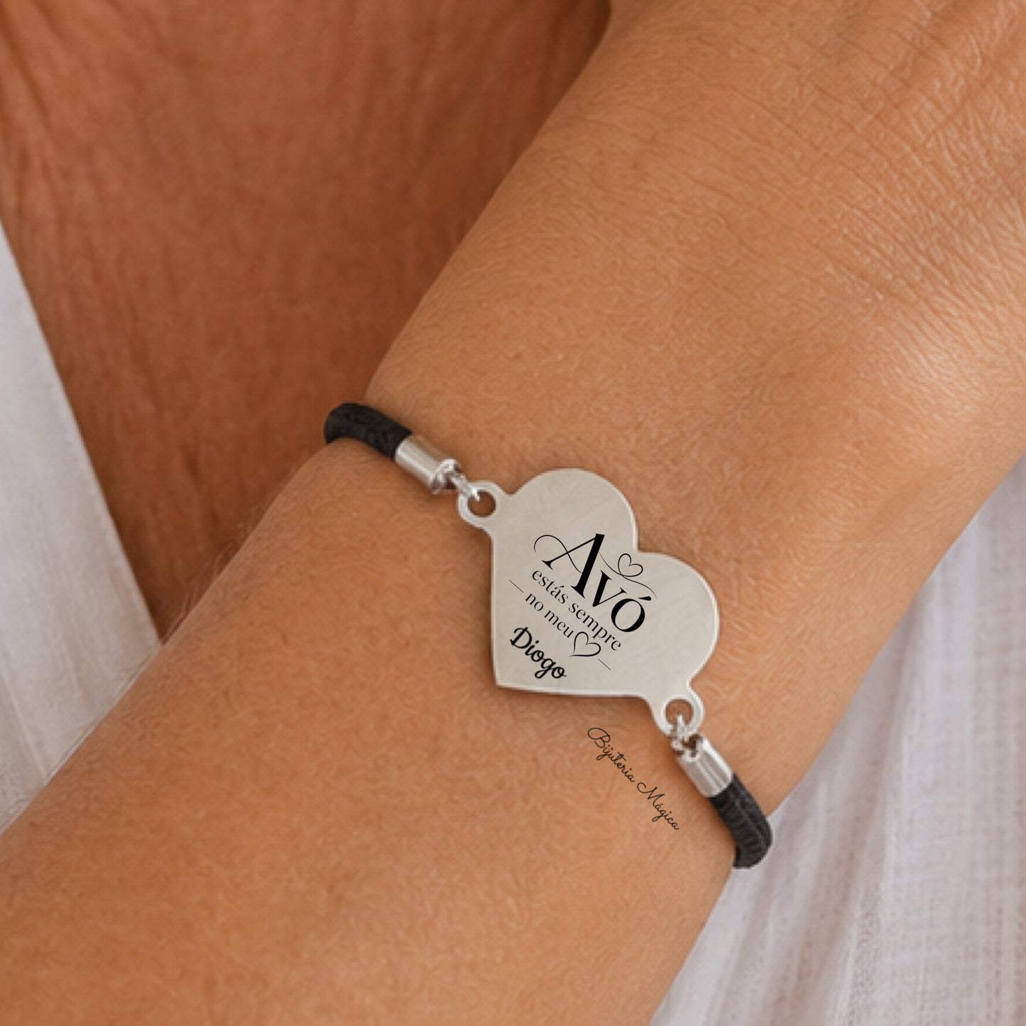 Pulseira Personalizada Coração em Aço Ajustável