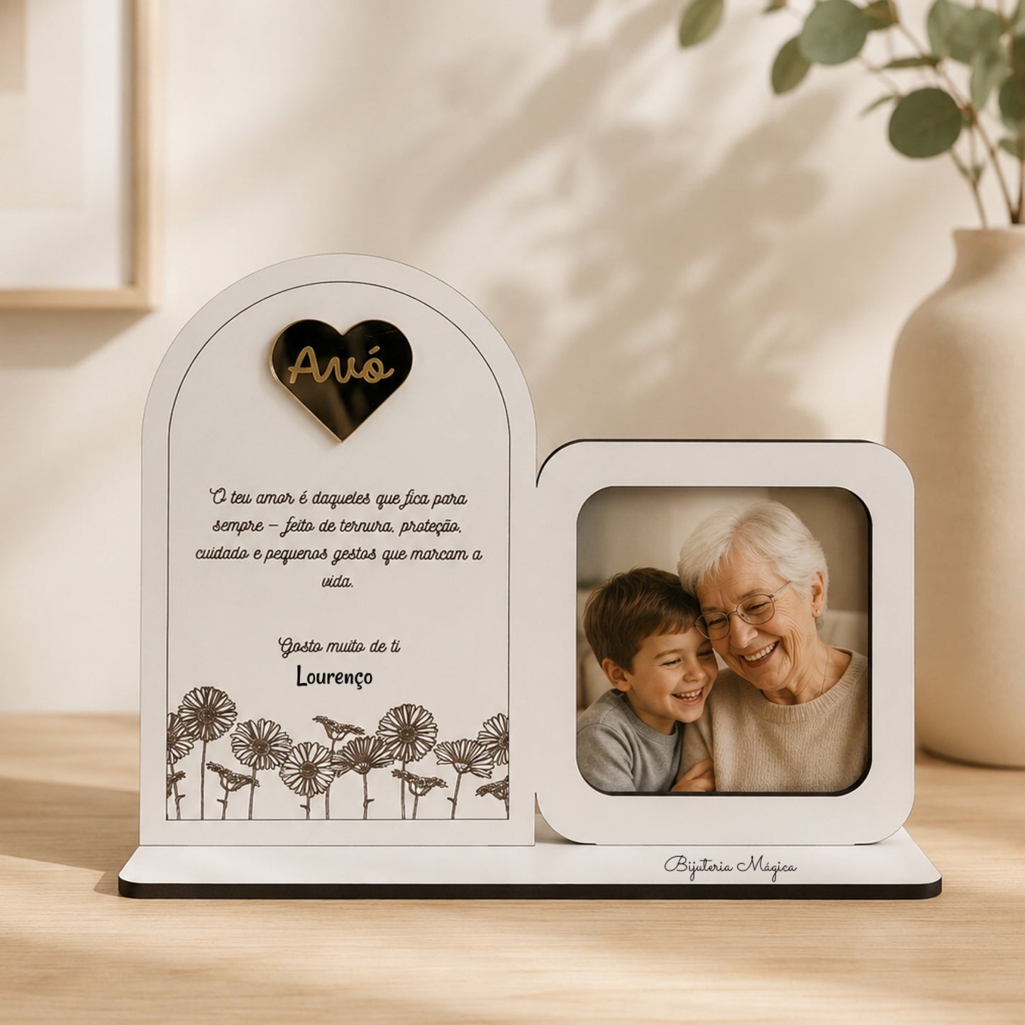 Placa Decorativa para Avó com Moldura para Fotografia
