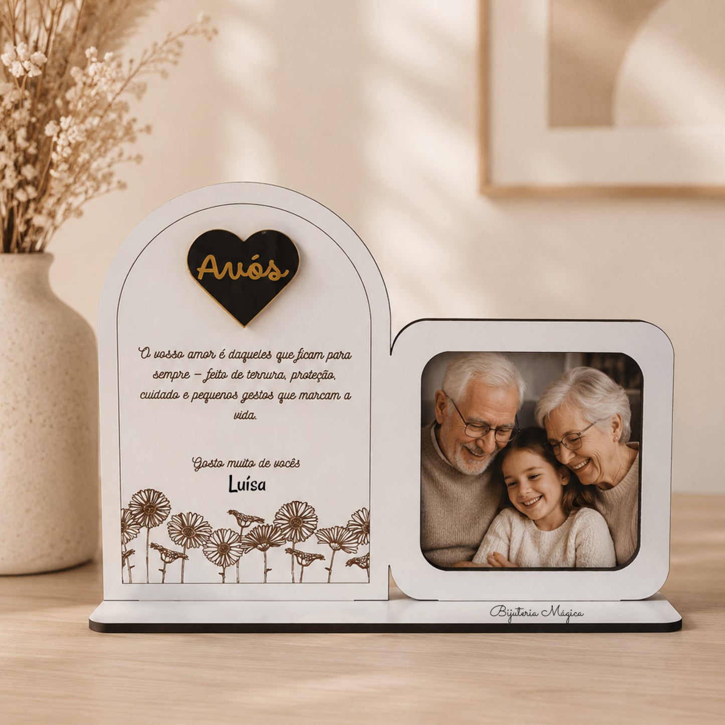 Placa Decorativa para Avós com Moldura para Fotografia
