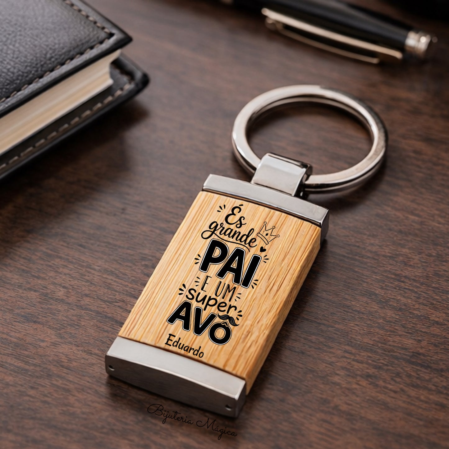 Porta-Chaves Personalizado Efeito Madeira