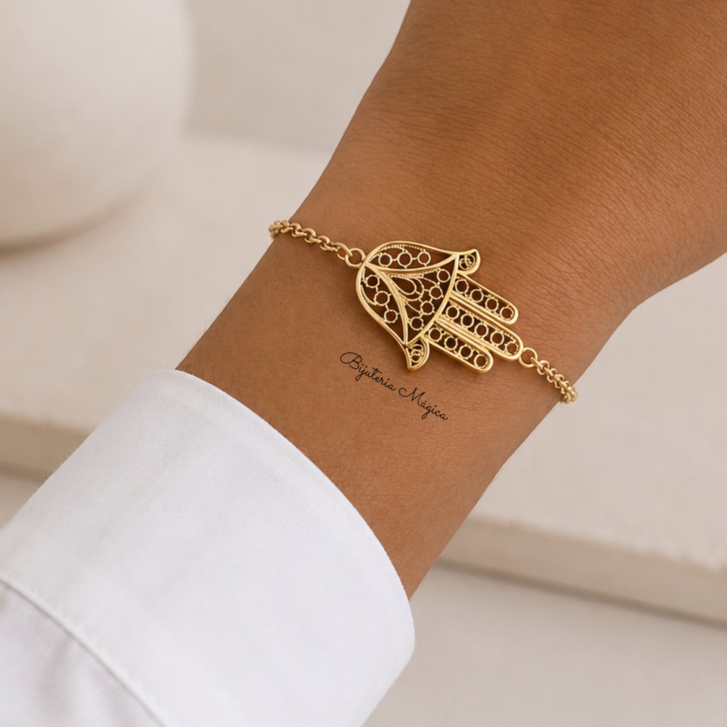 Pulseira Mão de Fátima em Aço