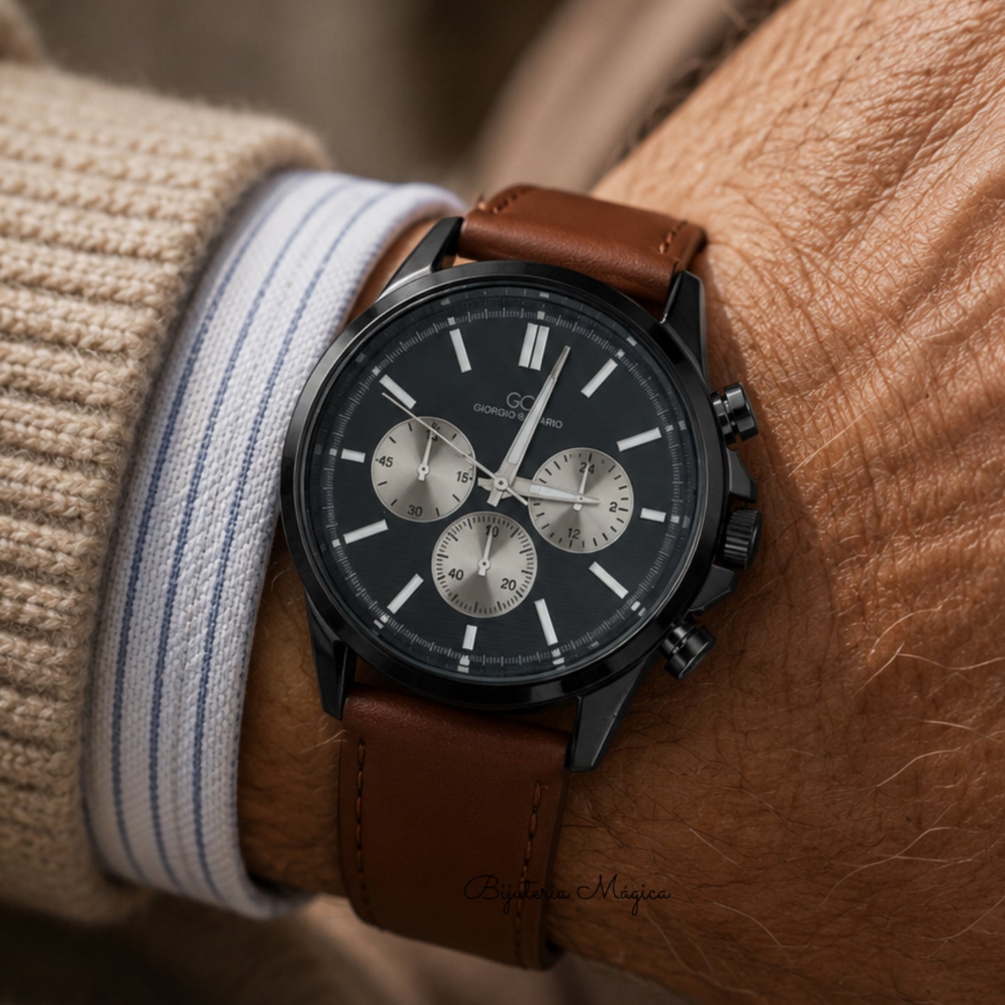 Relógio de Homem Analógico com Bracelete Castanha