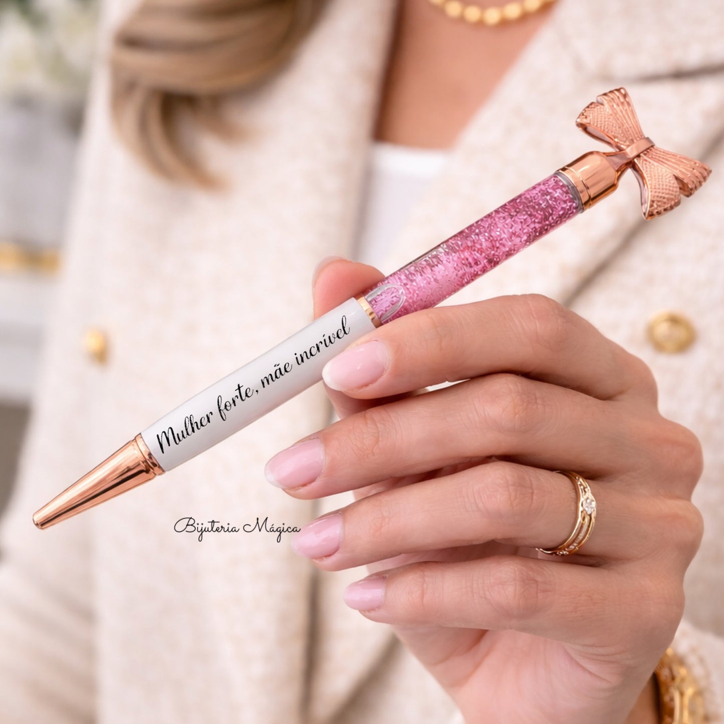 Caneta Personalizada para Mãe – 3 Cores Elegantes
