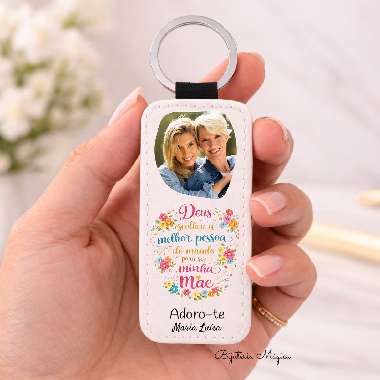 Porta-Chaves Personalizado com Fotografia e Frase