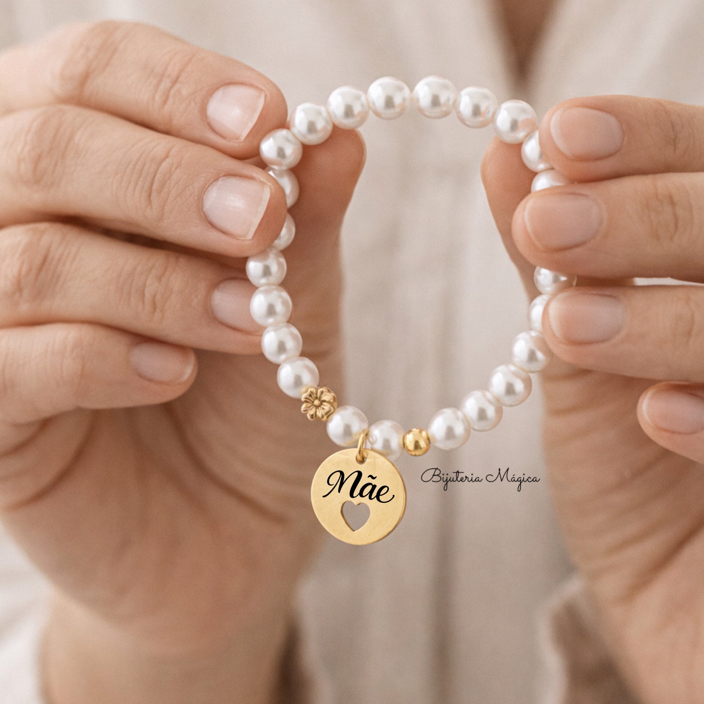Pulseira Pérolas Mãe Personalizada