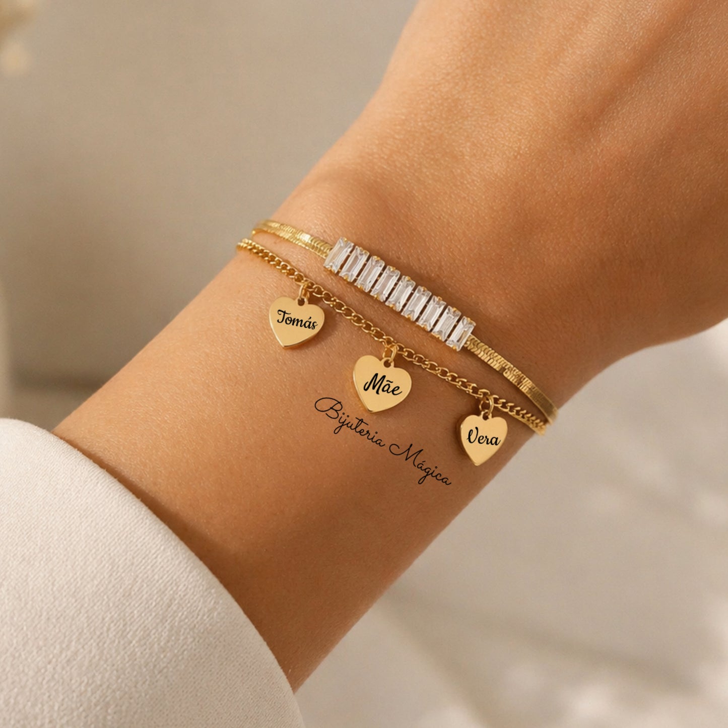 Pulseira Trio de Amor Personalizada em Aço
