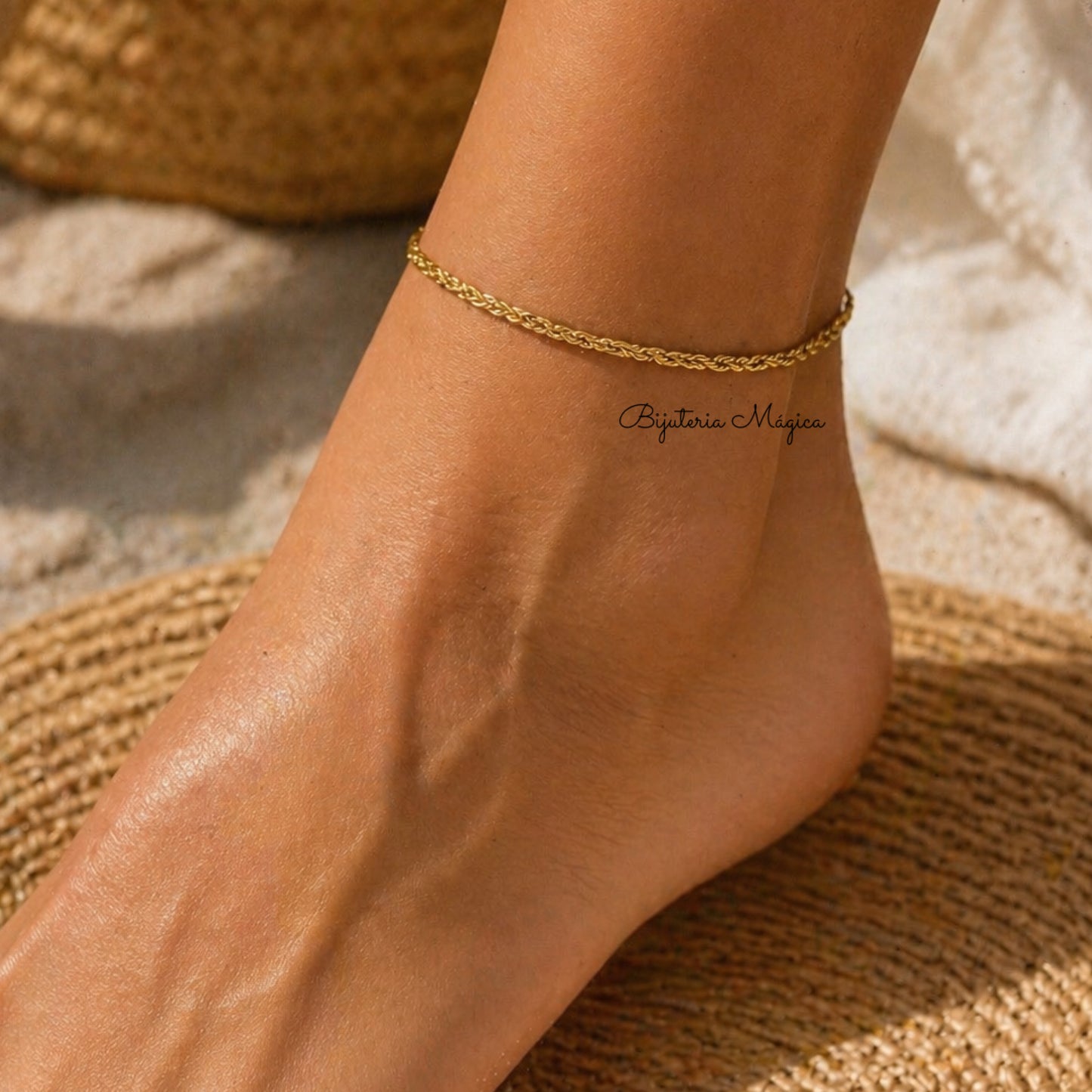 Pulseira de Pé Minimalista em Aço Inoxidável