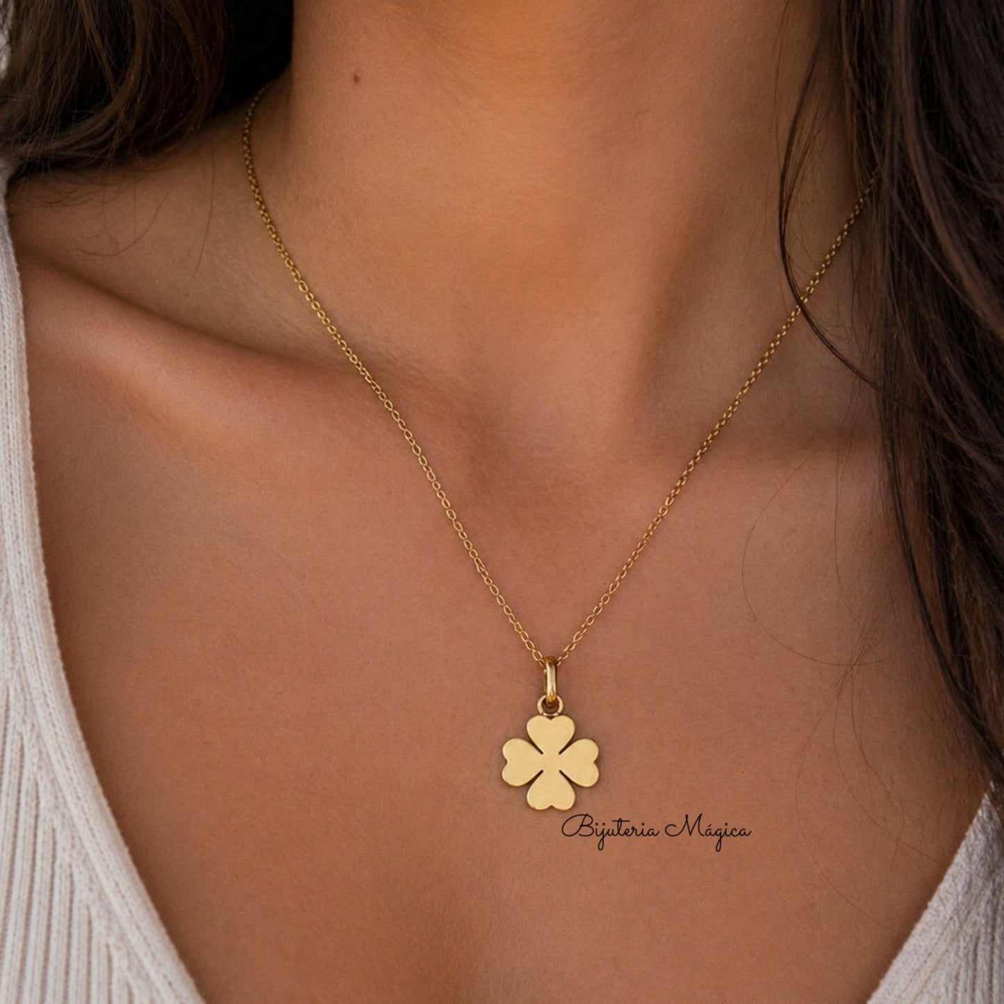 Colar Trevo da Sorte Dourado