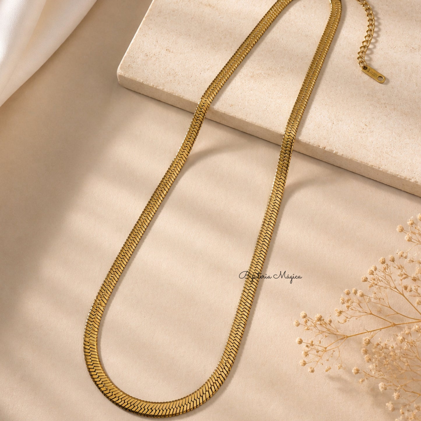 Colar Malha Achatada Dourado Elegance
