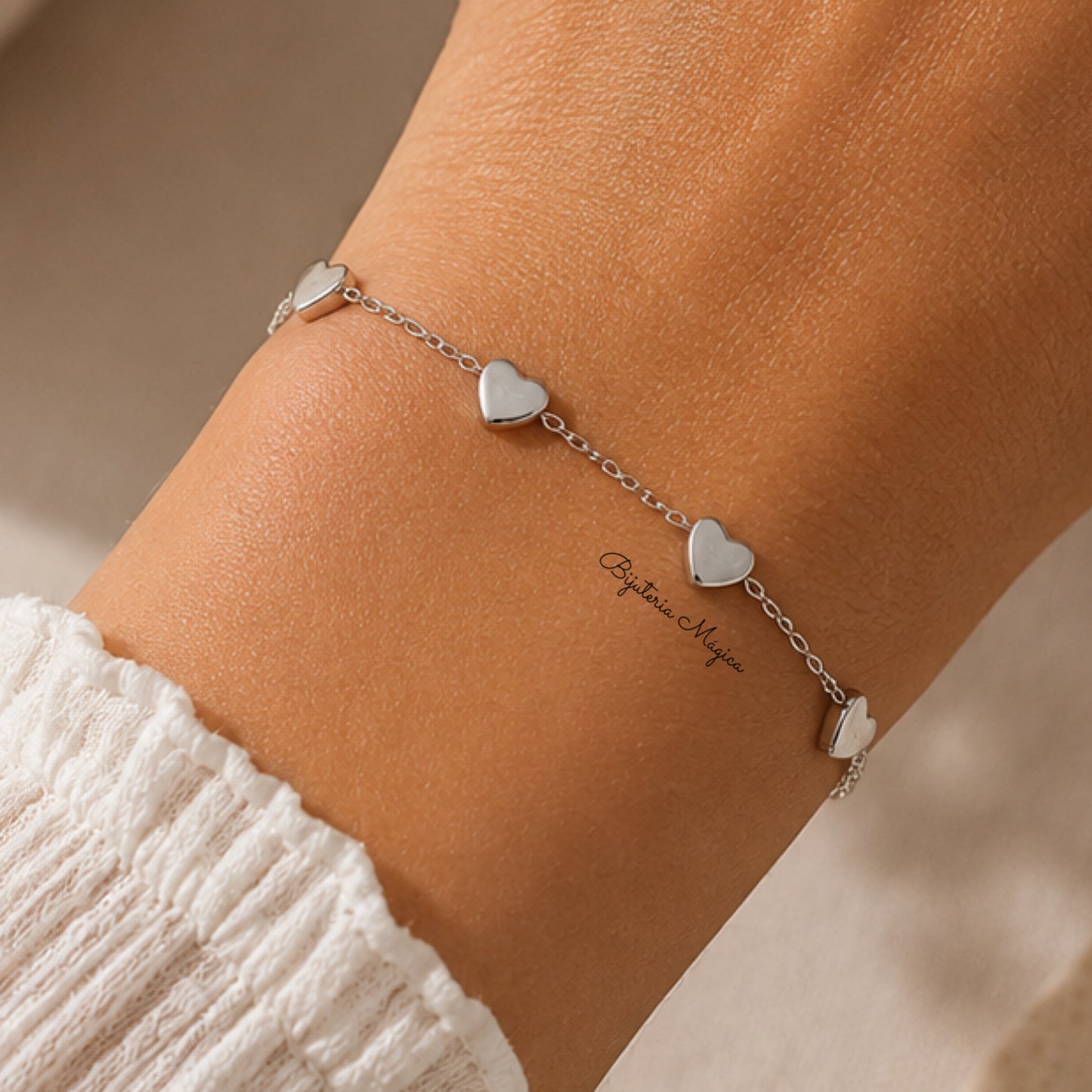 Pulseira Corações Prateada