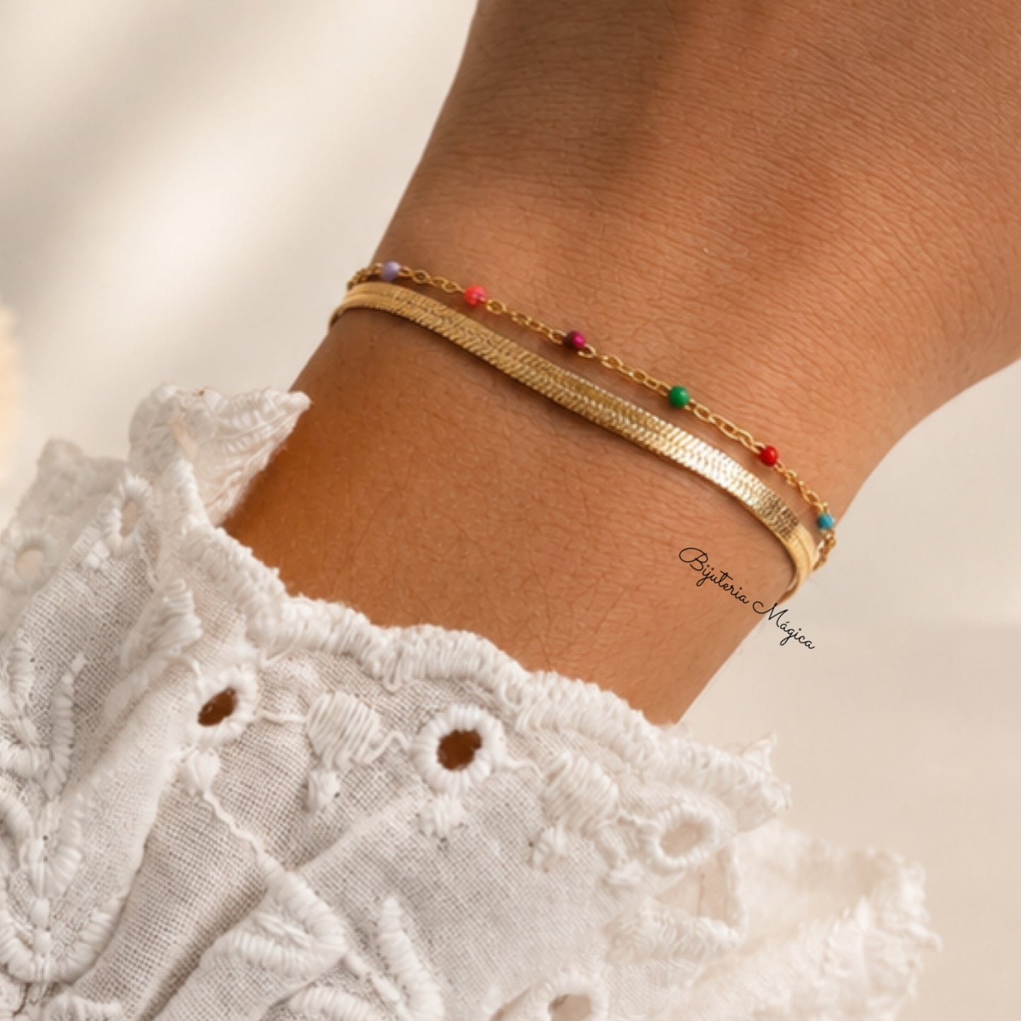 Pulseira Dupla Color Touch Dourada