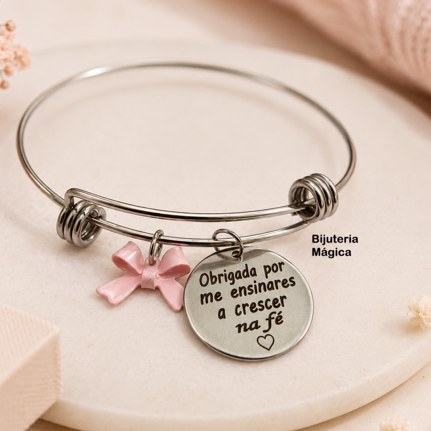 Pulseira Personalizada “Obrigada por me ensinares a crescer na fé”