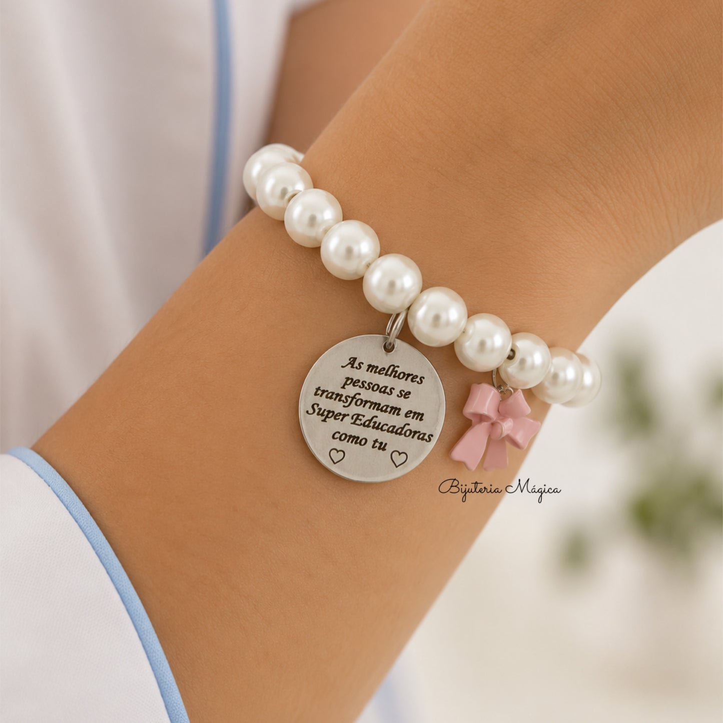 Pulseira Elástica de Pérolas “Super Educadora”
