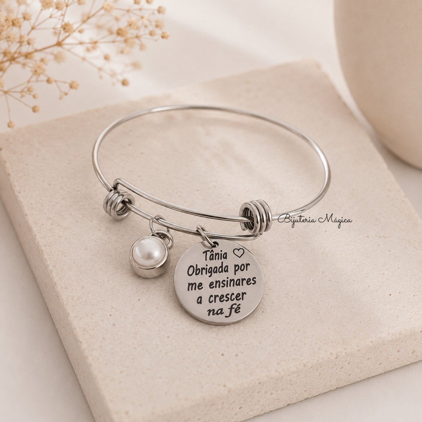 Pulseira Personalizada “Obrigada por me ensinares a crescer na fé”