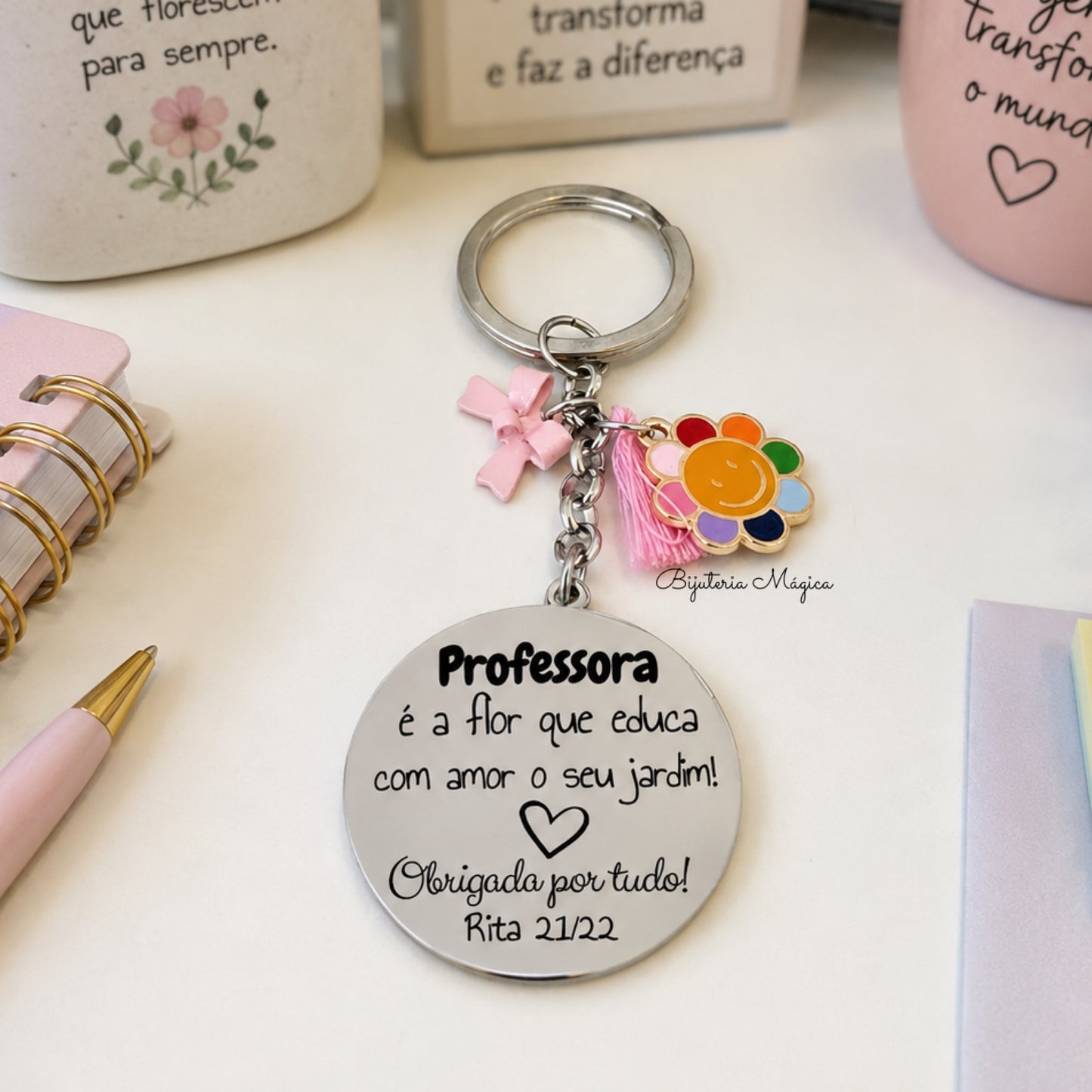 Porta-Chaves Flor para Professora Personalizado