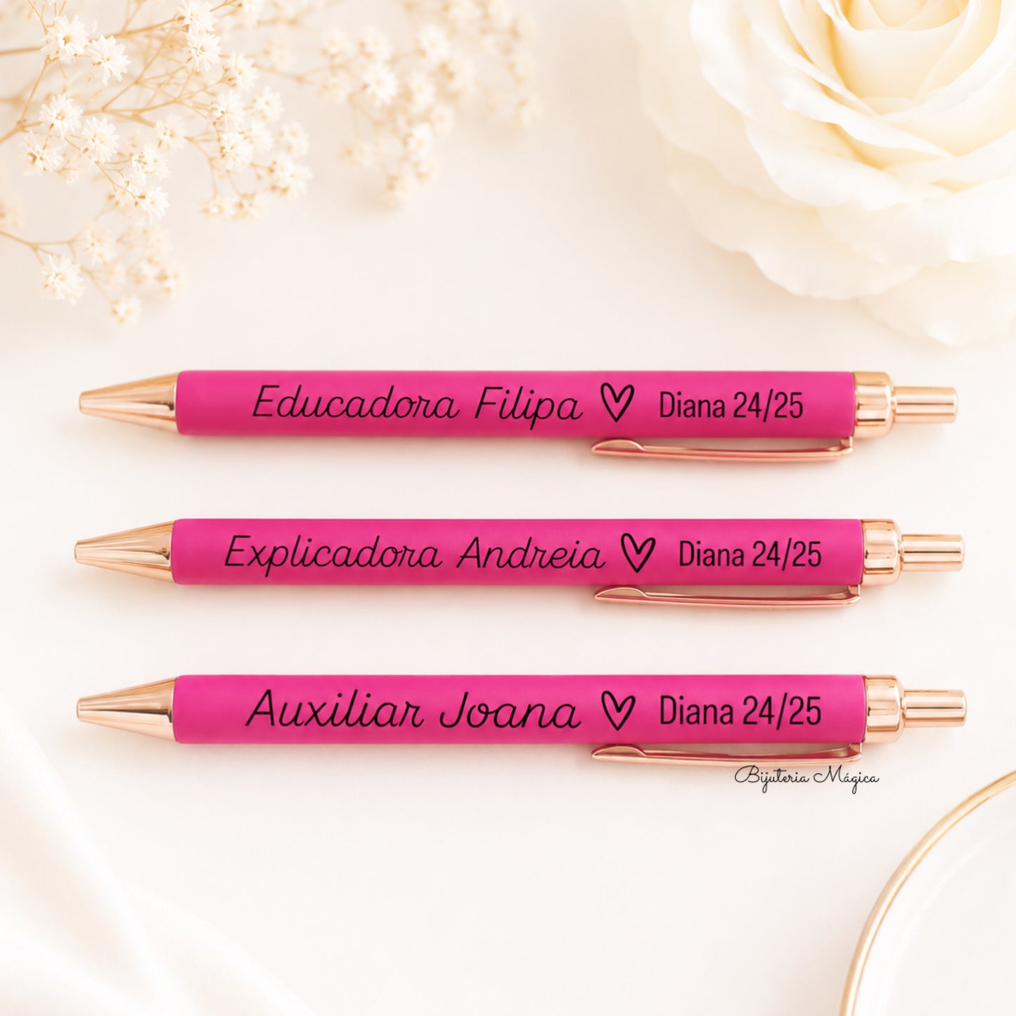 Caneta Rosa Personalizada com Nome