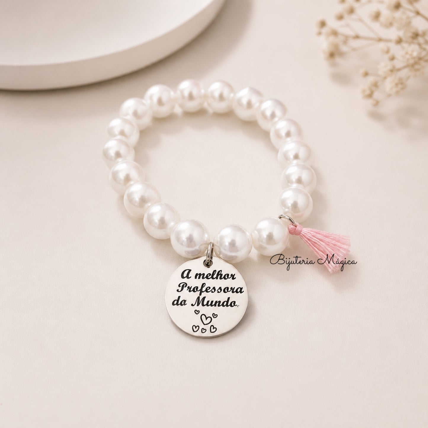 Pulseira Pérolas Melhor Professora do Mundo