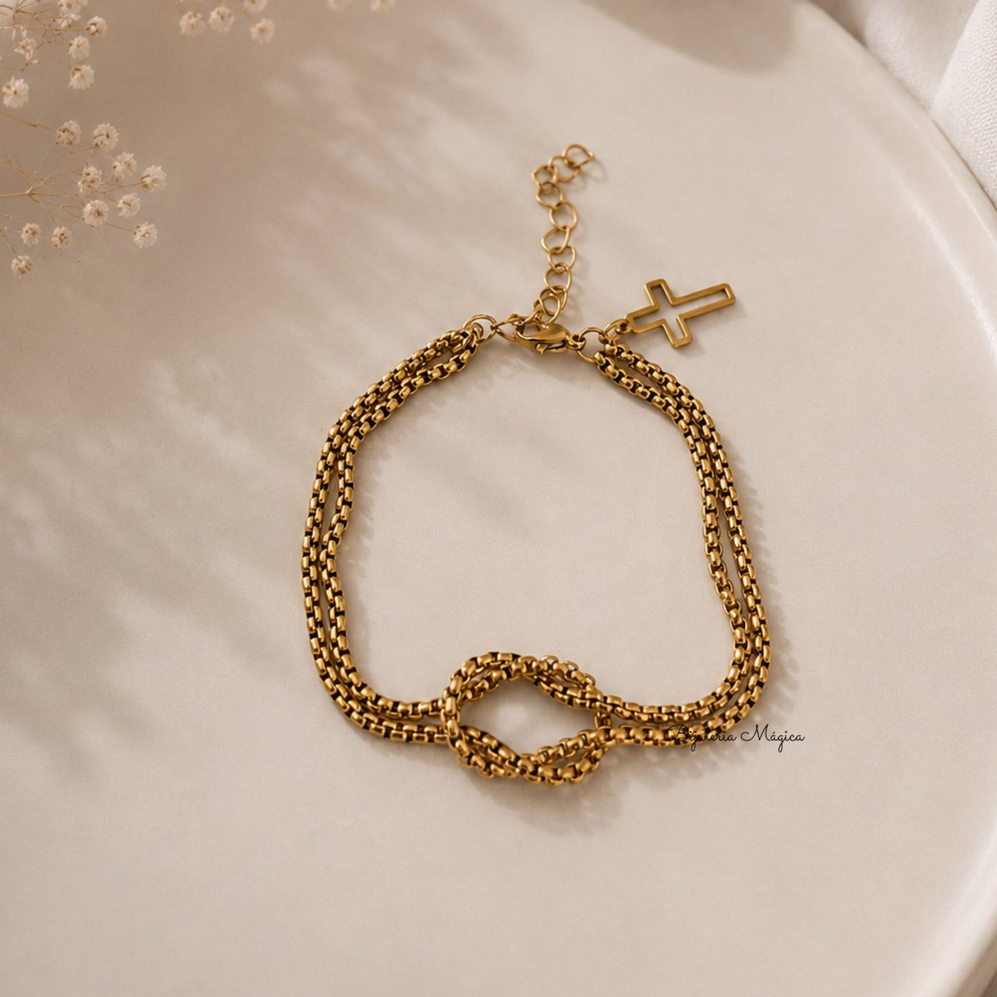 Pulseira Nó Elegance Dourada em Aço Inoxidável