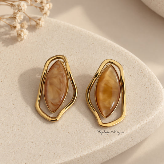 Brincos Âmbar Dourado