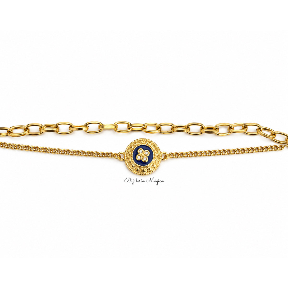 Pulseira Dupla Encanto Azul