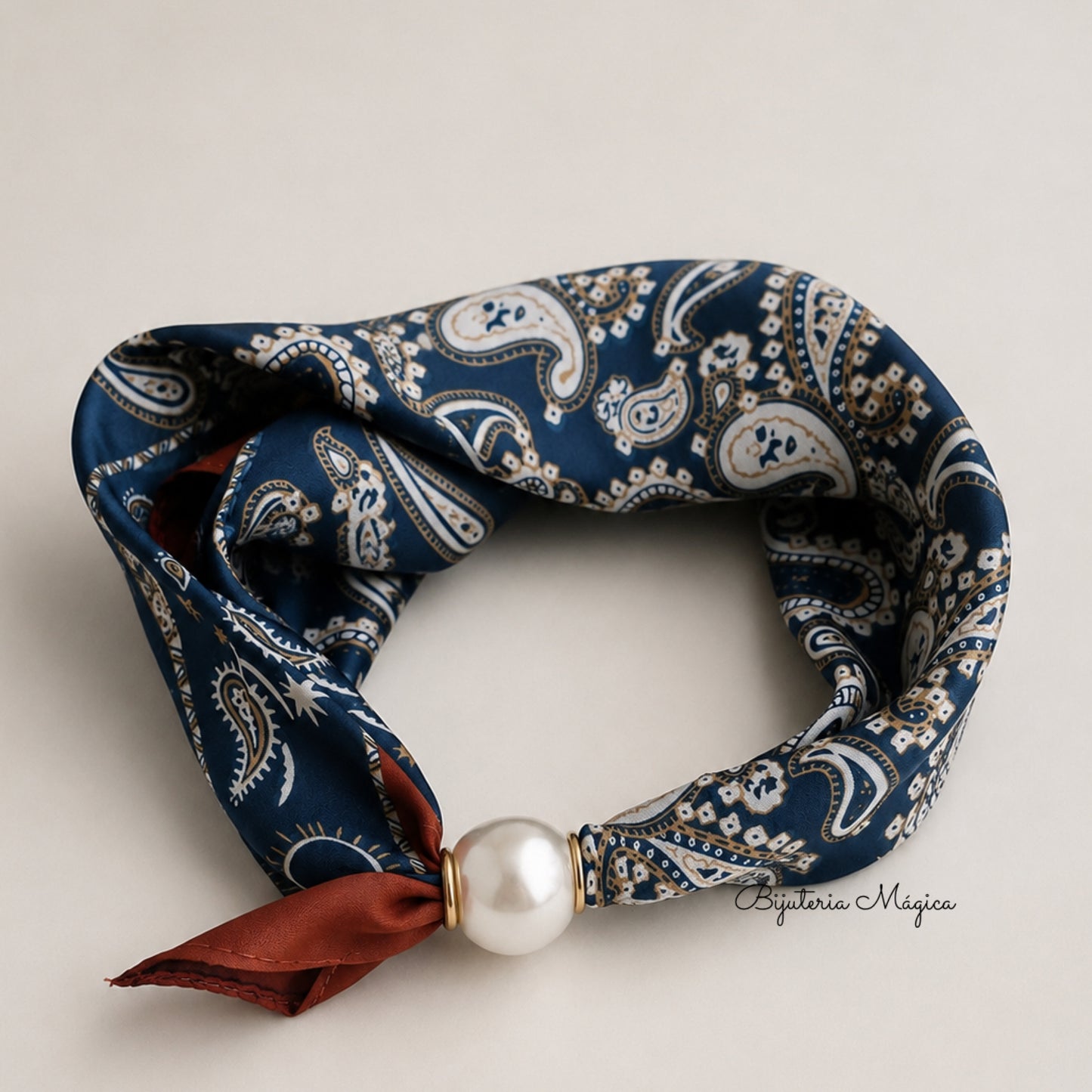 Lenço Paisley com Pérola Magnética