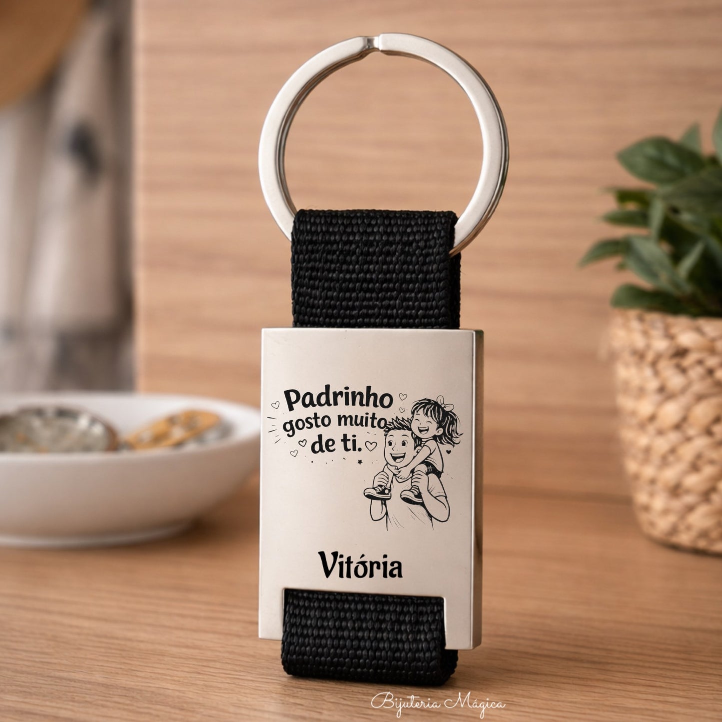Porta-chaves Padrinho Gosto Muito de Ti Personalizado