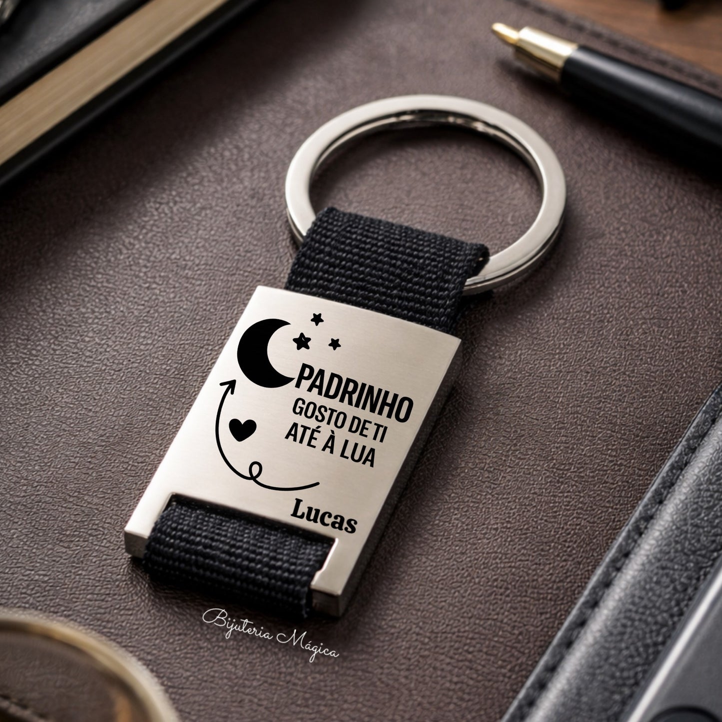 Keychain Godfather I Love You to the Moon and Back Personalised