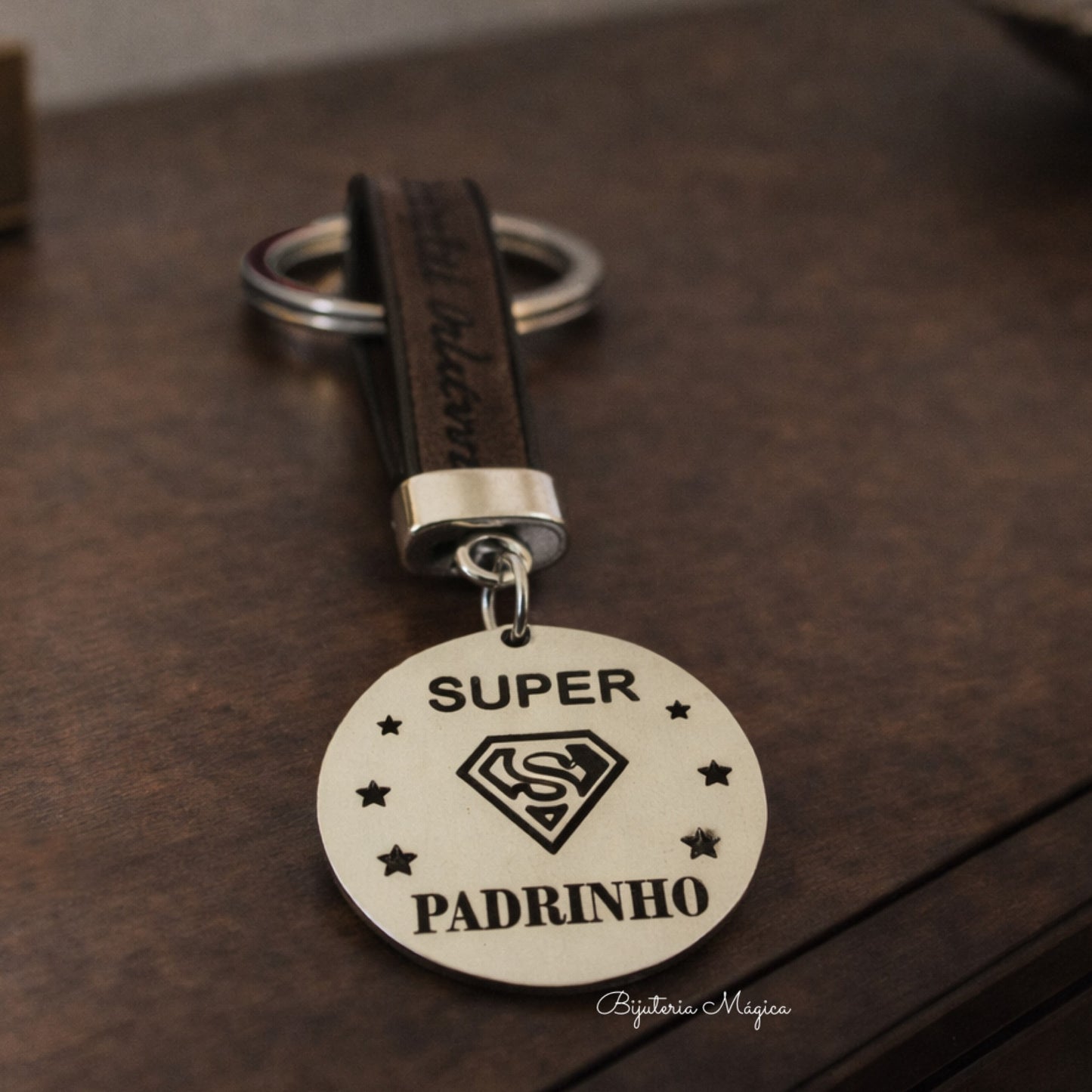 Porta-chaves Super Padrinho em Aço