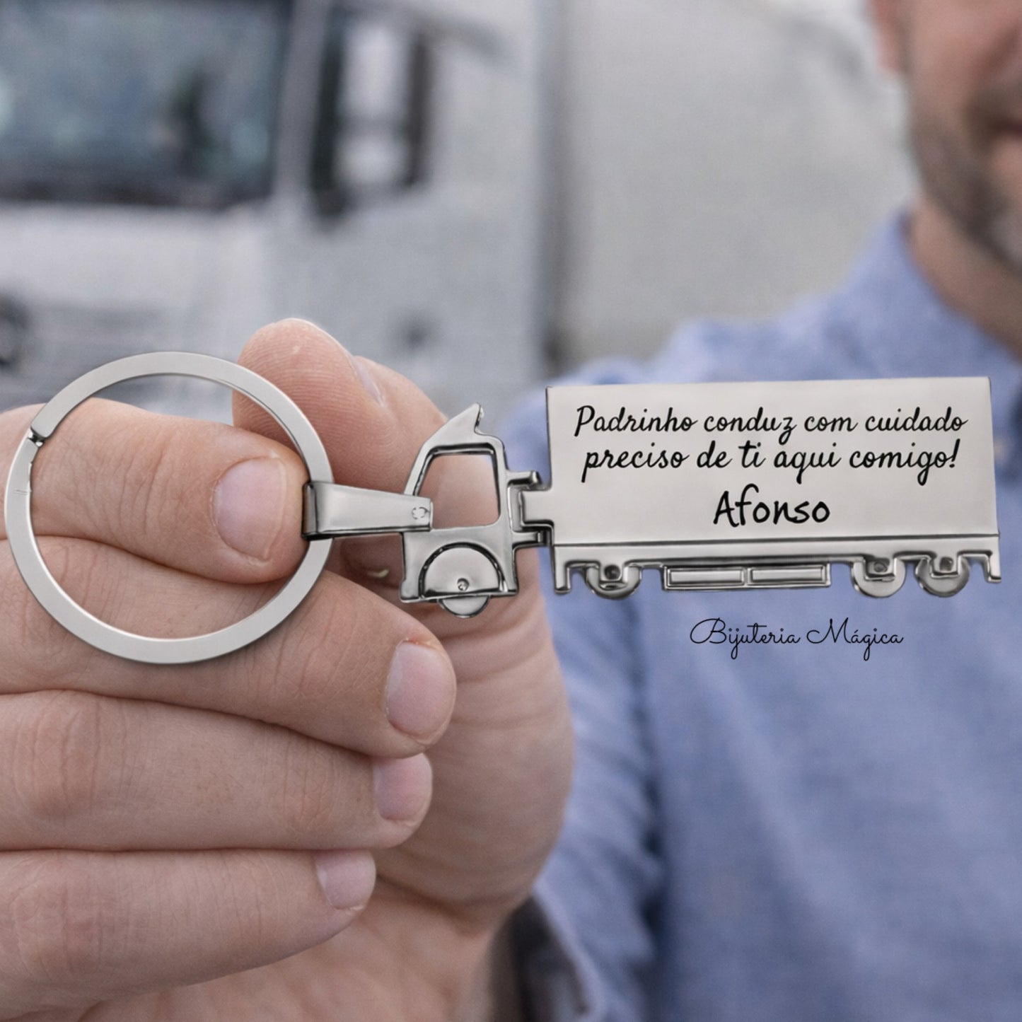 Porta-chaves Camião Personalizado para Padrinho