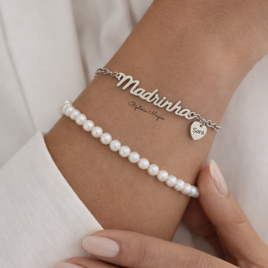 Pulseira Madrinha com Coração Personalizado
